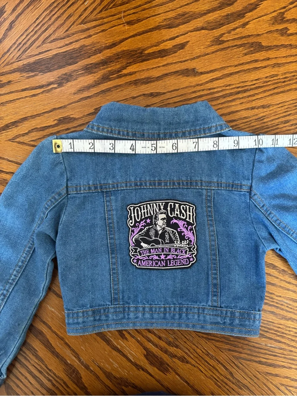 Custom JOHNNY CASH Young Hearts Hand-sewn Girly Cropped Denim Jacket SZ3 Toddler